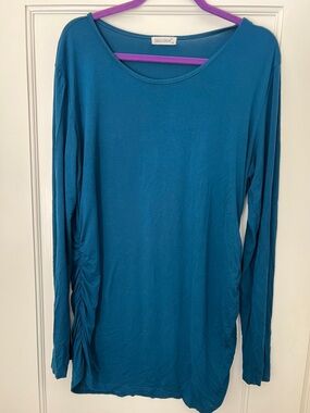 Smallshow maternity Teal Long-Sleeve Side-Ruching Tee